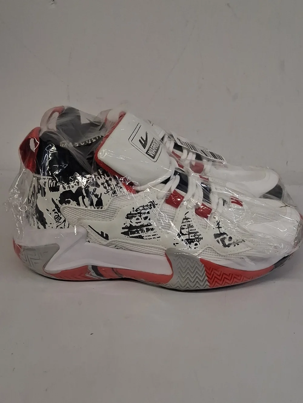 NWT Unisex White, Red, Black And Grey Warrior Sneakers